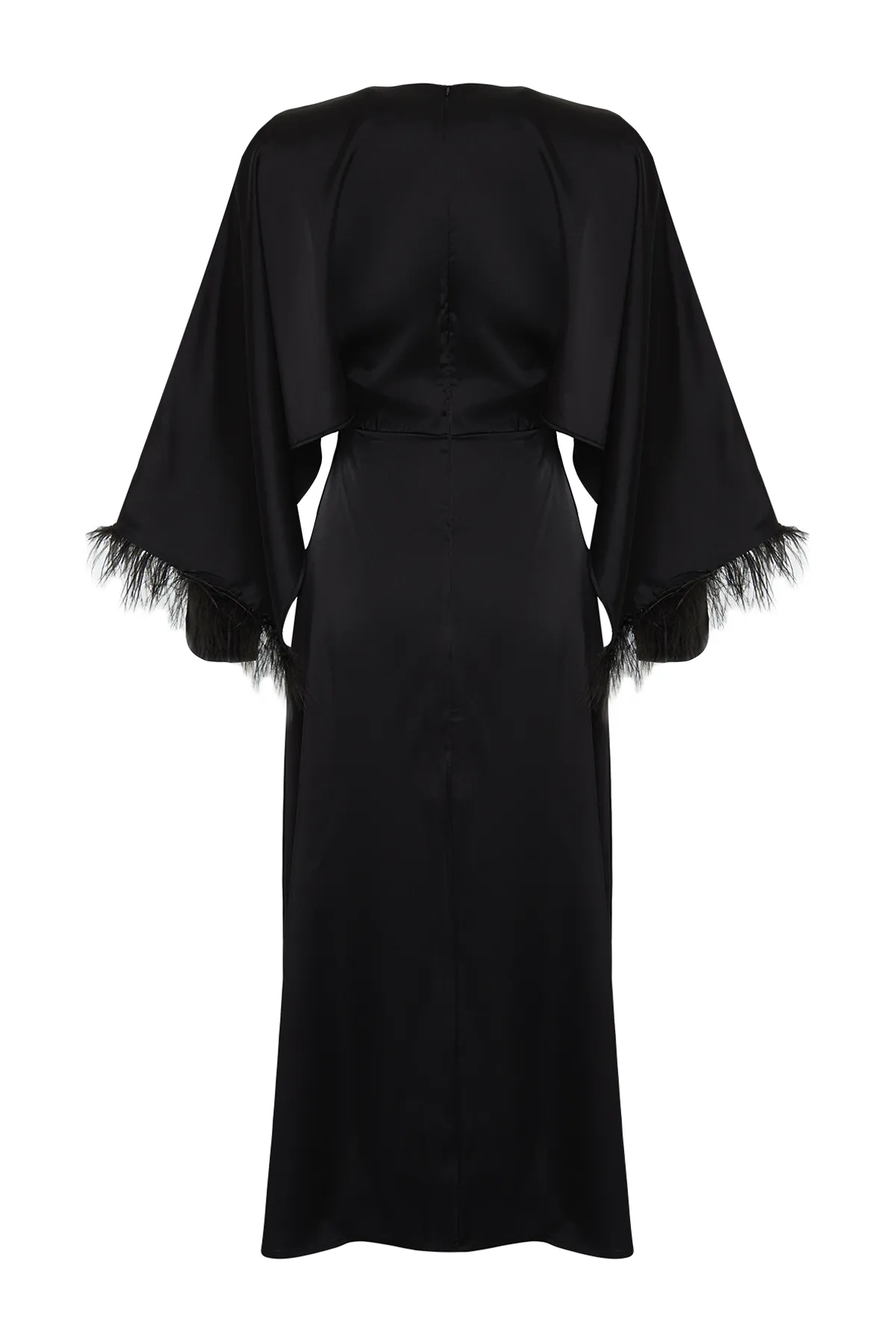 Trendyol Modest  Schwarzes, aus Satin gewebtes Abendkleid mit Manschetten TCTSS24DB00035