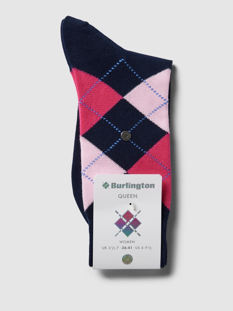 Socken mit Zickzack-Muster Modell 'Queen' in dunkelblau