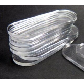 Oval und transparente Acryl Basen 25 x 70 mm (10)
