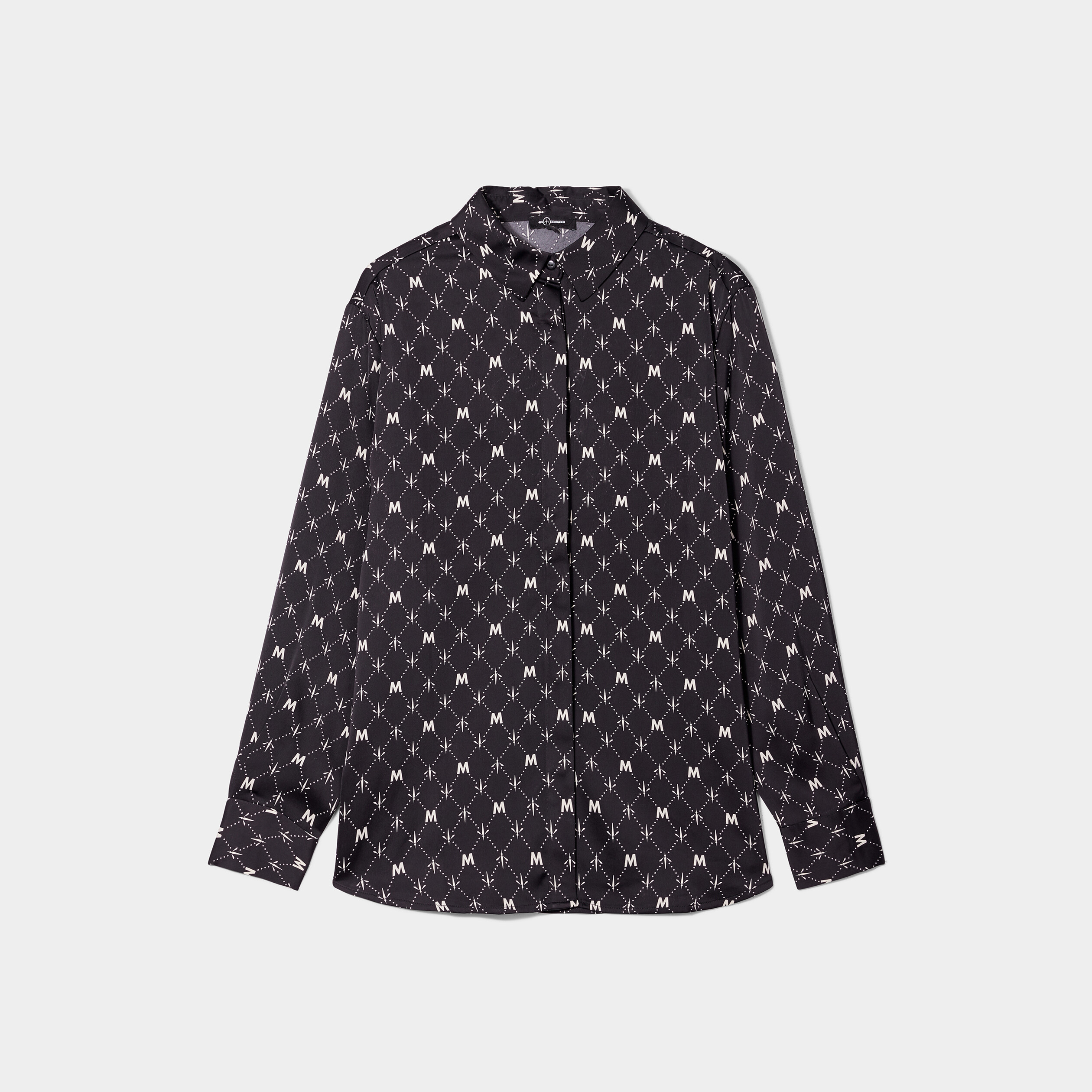 Chemise satin manches longues Mosquitos noir femme | La Halle