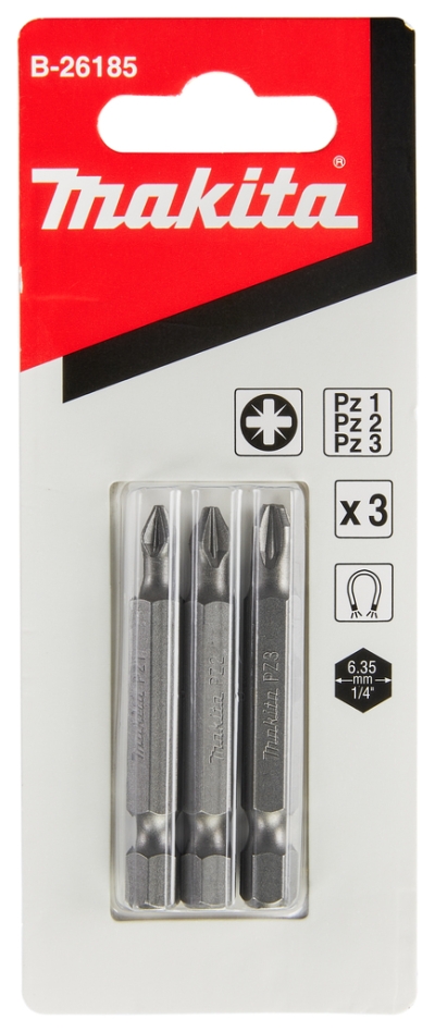 Makita Accessoires B-26185 Set de biți PZ1/2/3 x 50 mm pentru 3 șuruburi