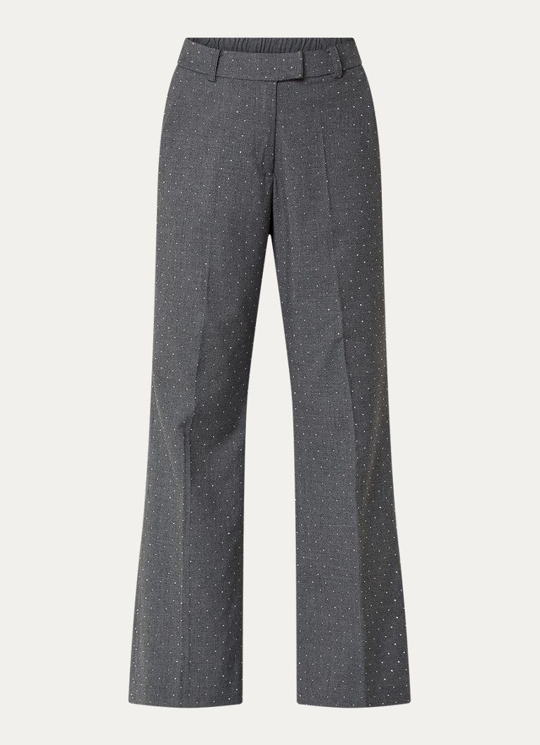 Pantaloni a gamba larga a vita alta modello Djesminn di Fifth House, con fantasia mista e strass.