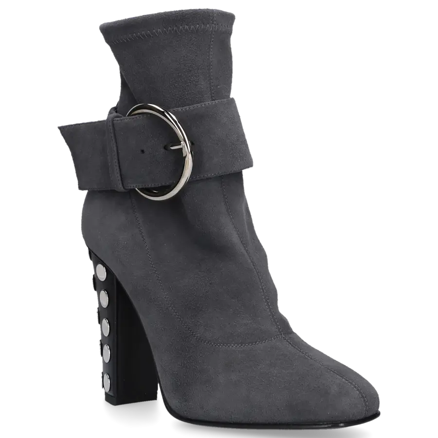 Giuseppe Zanotti - Stiefeletten Kalbsleder Veloursleder Nieten grau - grau
