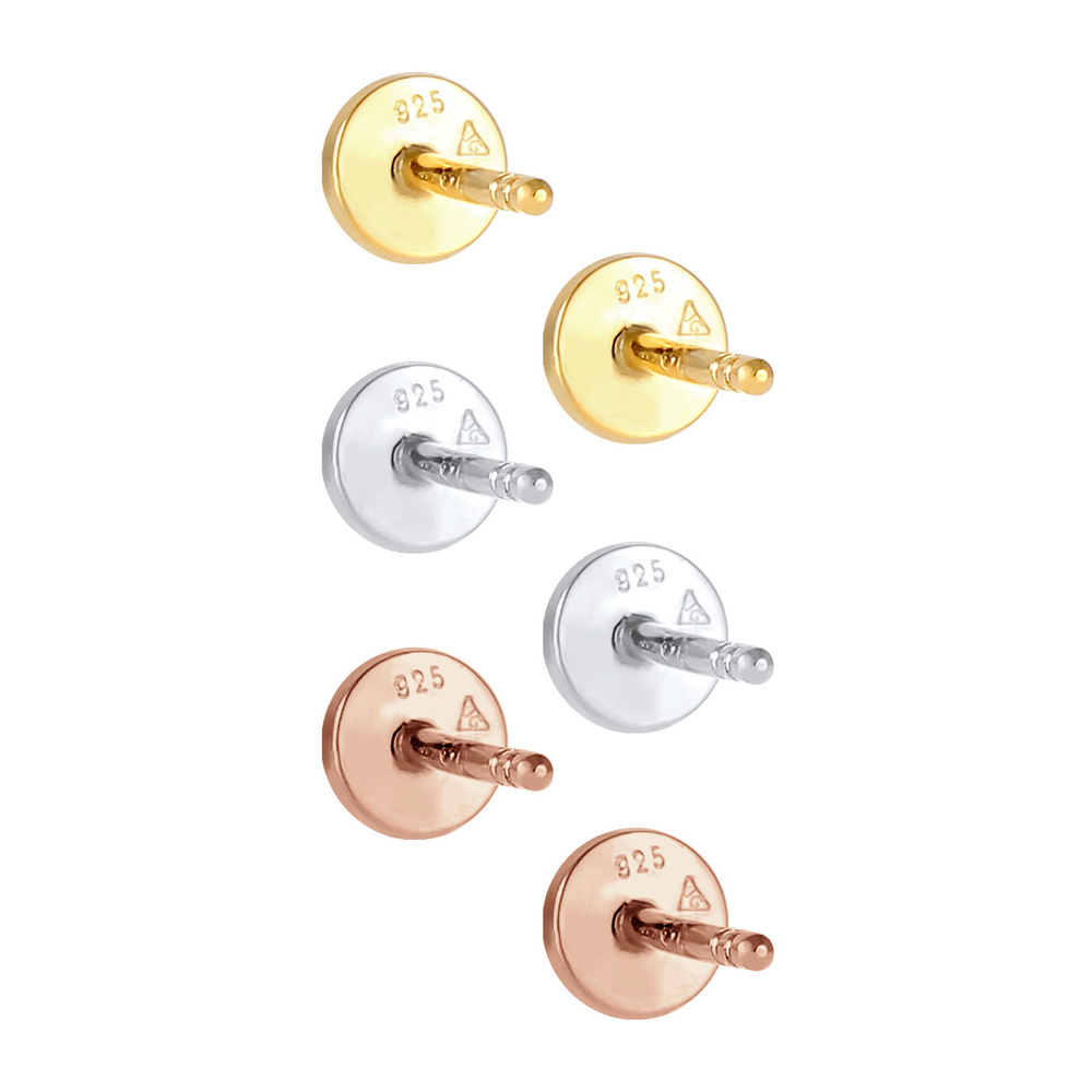 Elli Elli Boucles d'Oreilles Femmes Set de 3 Cercle Basique Tri-Color en Argent Sterli Boucles d'oreilles