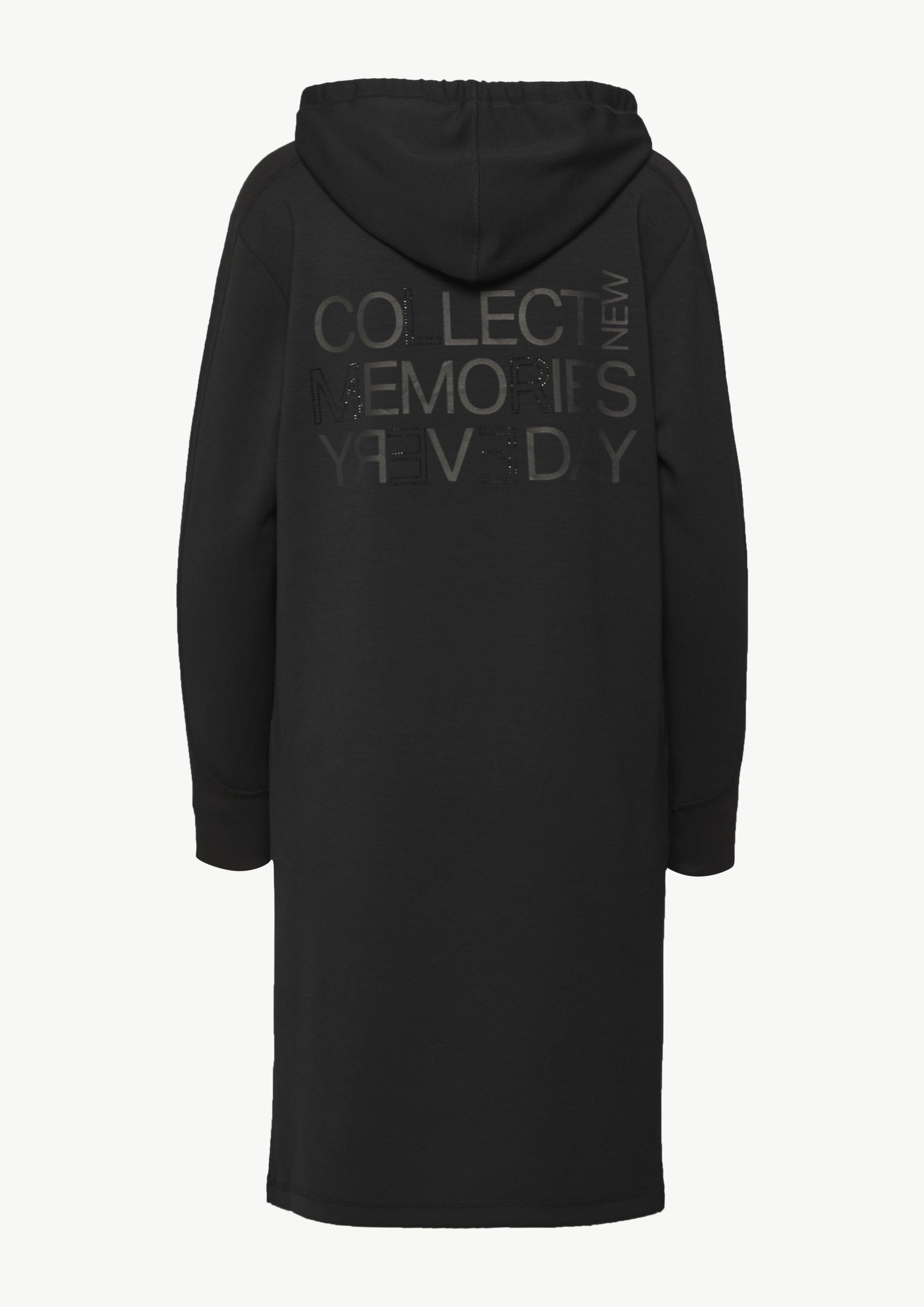 Sweat-Kleid mit Kapuze - schwarz