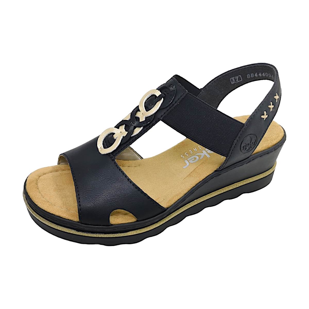 Rieker Luzern/Lagro/Kasanga 67498-00 Schwarz 00 Schwarz/ Gold