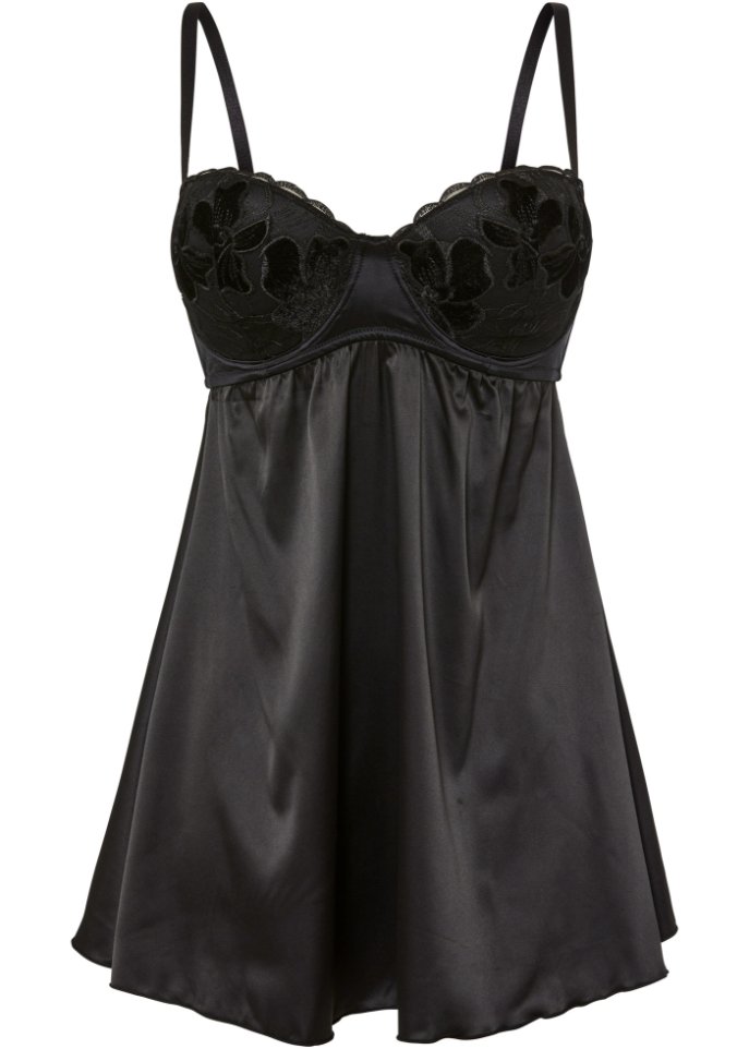 Satin Babydoll mit Bügel und besonderer Spitze