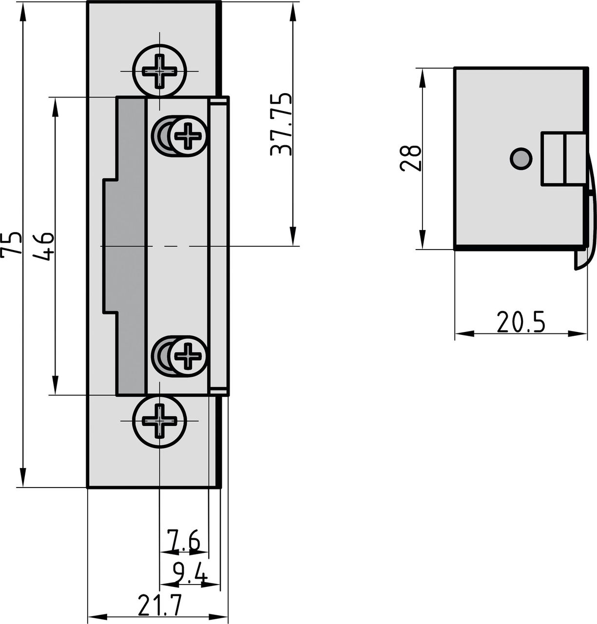 Basi Elektro-Türöffner - ET 92 - mechanische Entriegelung - Einsatz für 6-12 Volt - R/L