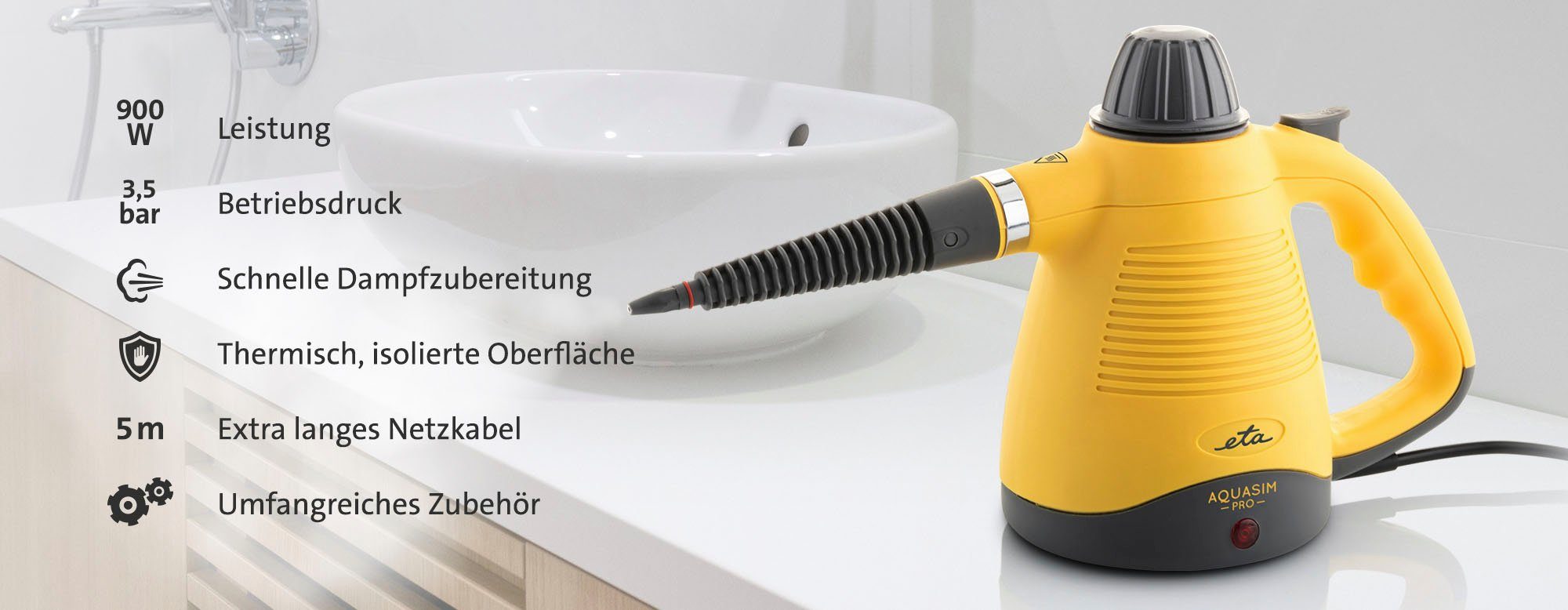 eta Dampfreiniger Aquasim Pro, 900 W