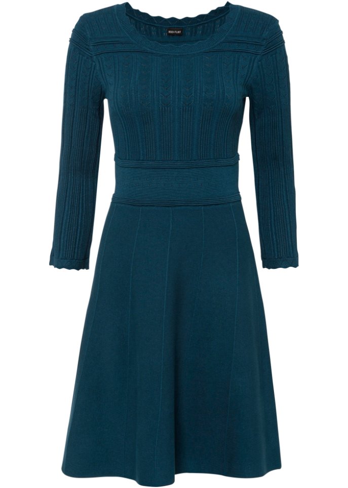 Strickkleid mit Ajourmuster und nachhaltiger Viskose