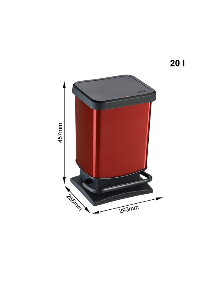 Rotho Paso Mülleimer 20l mit Deckel, Kunststoff (PP) in Rot metallic günstig kaufen onesize