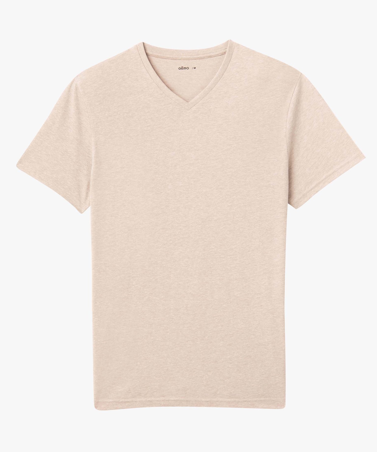 Tee-shirt homme à manches courtes et col V beige | GEMO