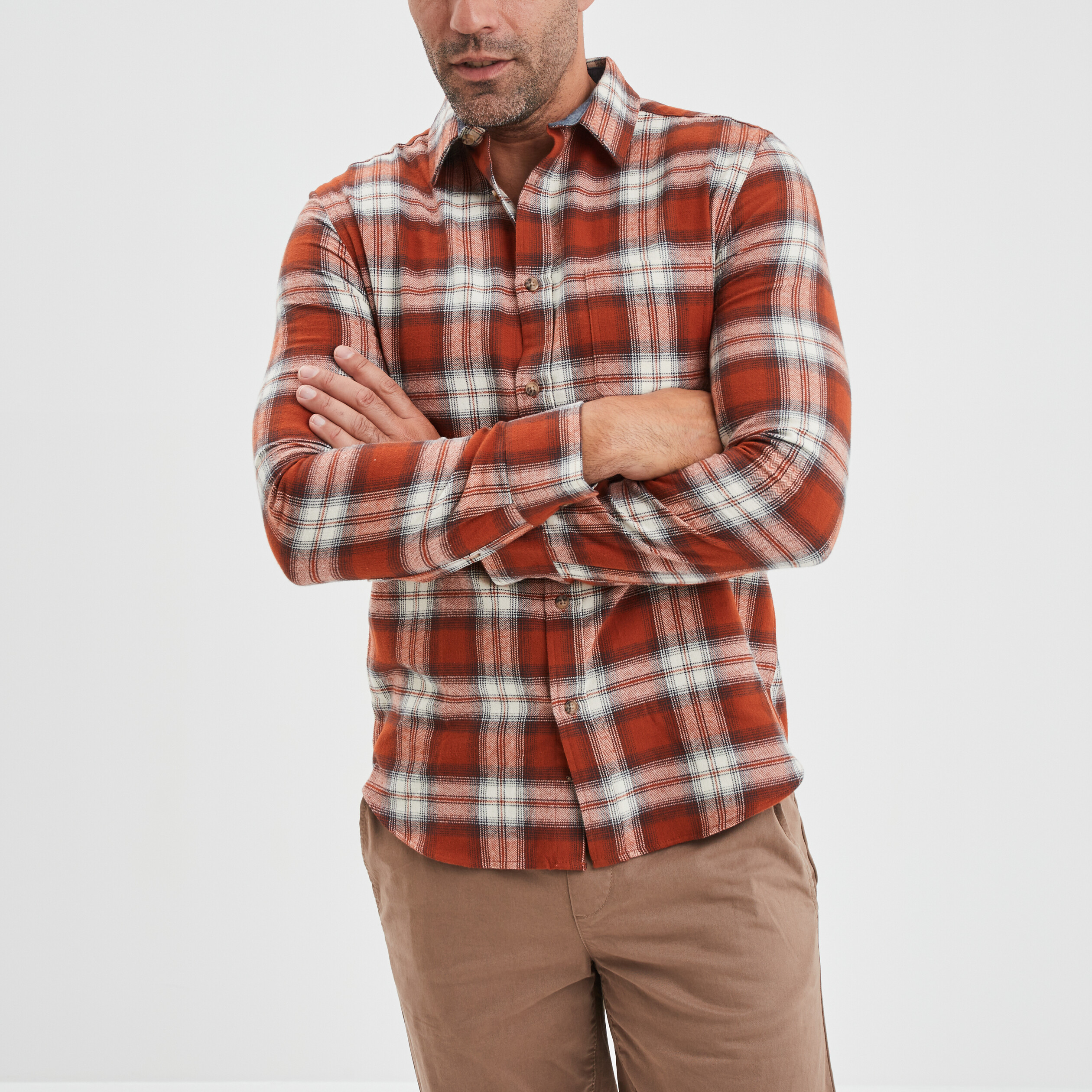 Chemise manches longues droite orange foncé homme | La Halle
