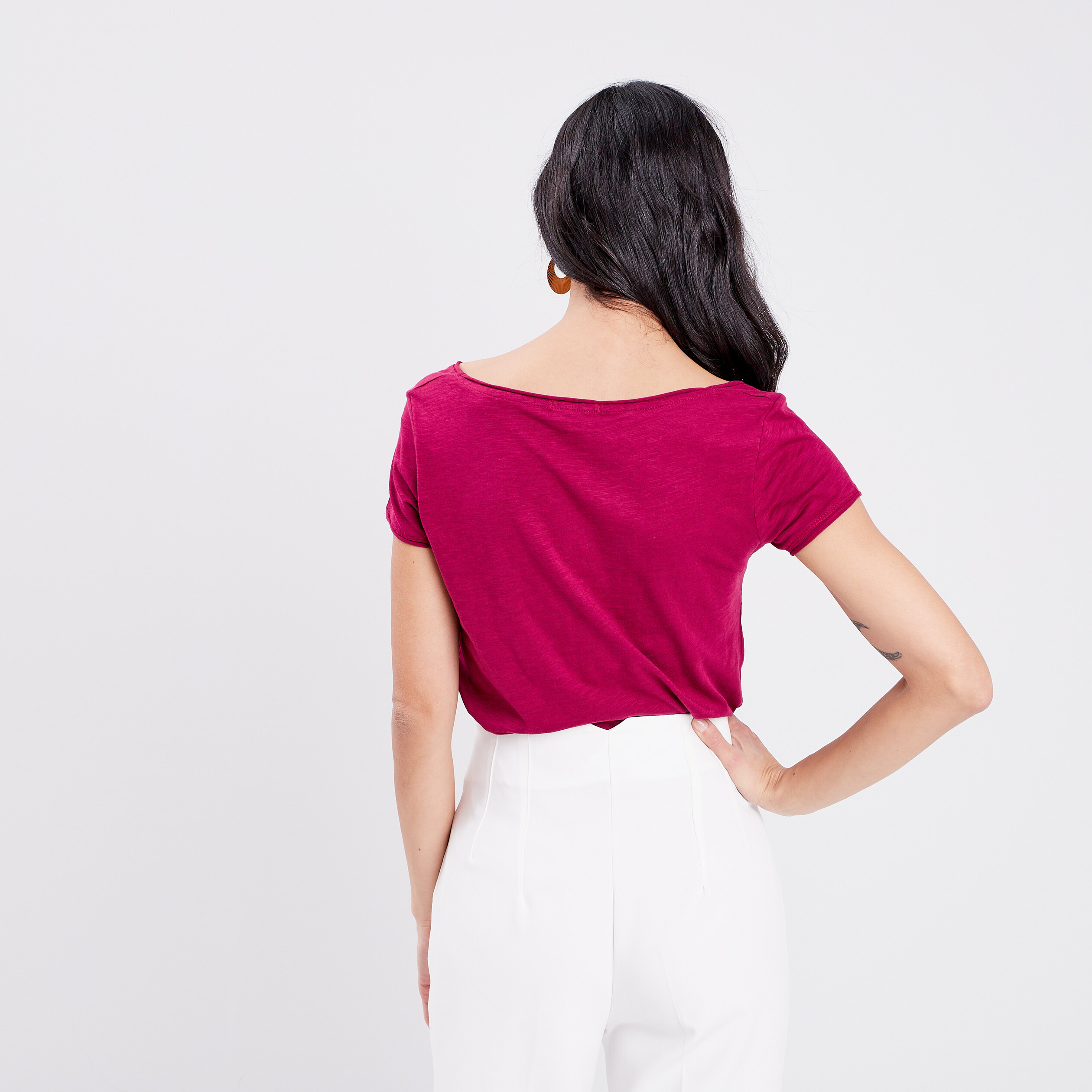 T-shirt manches courtes Creeks bordeaux femme | La Halle