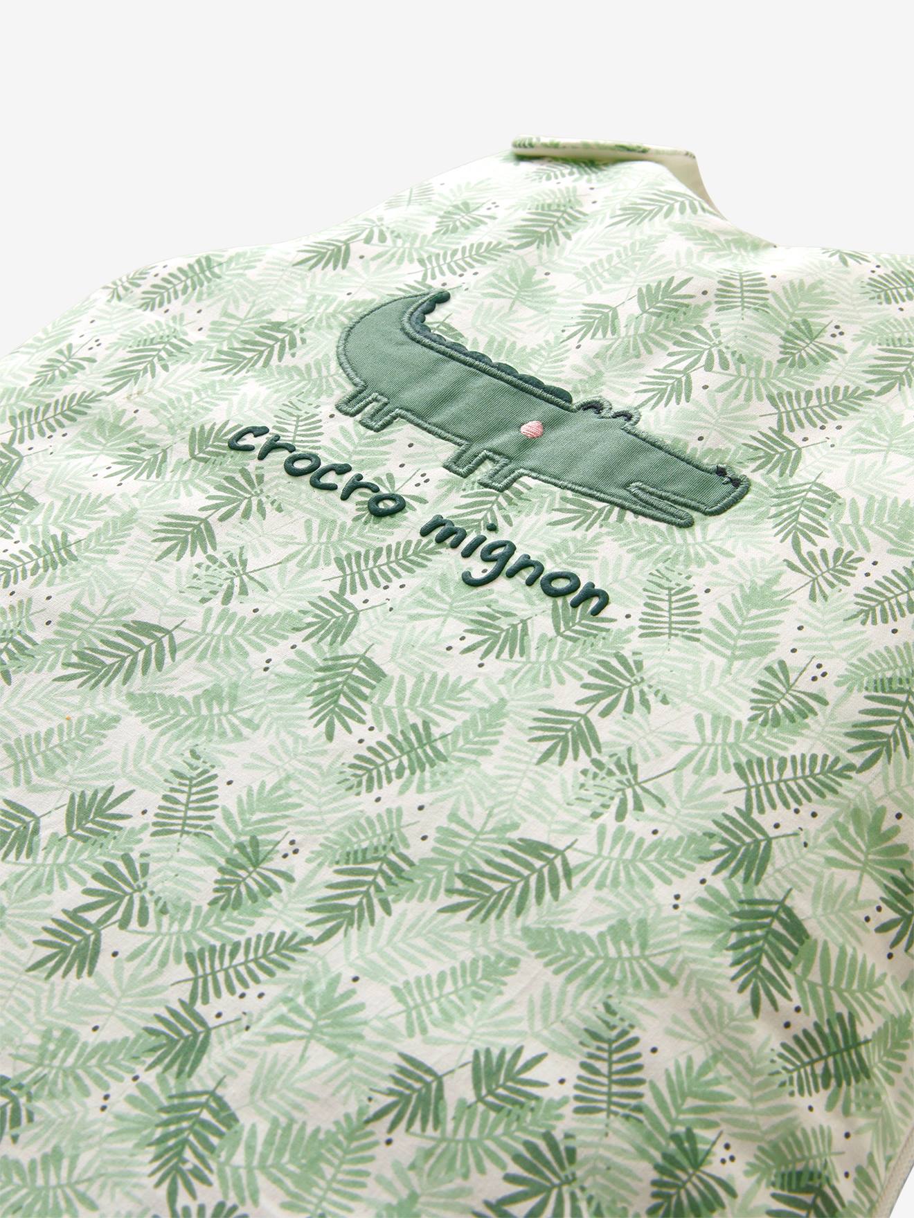Vertbaudet Ärmelloser Baby Schlafsack SWEET CROCO - grün bedruckt