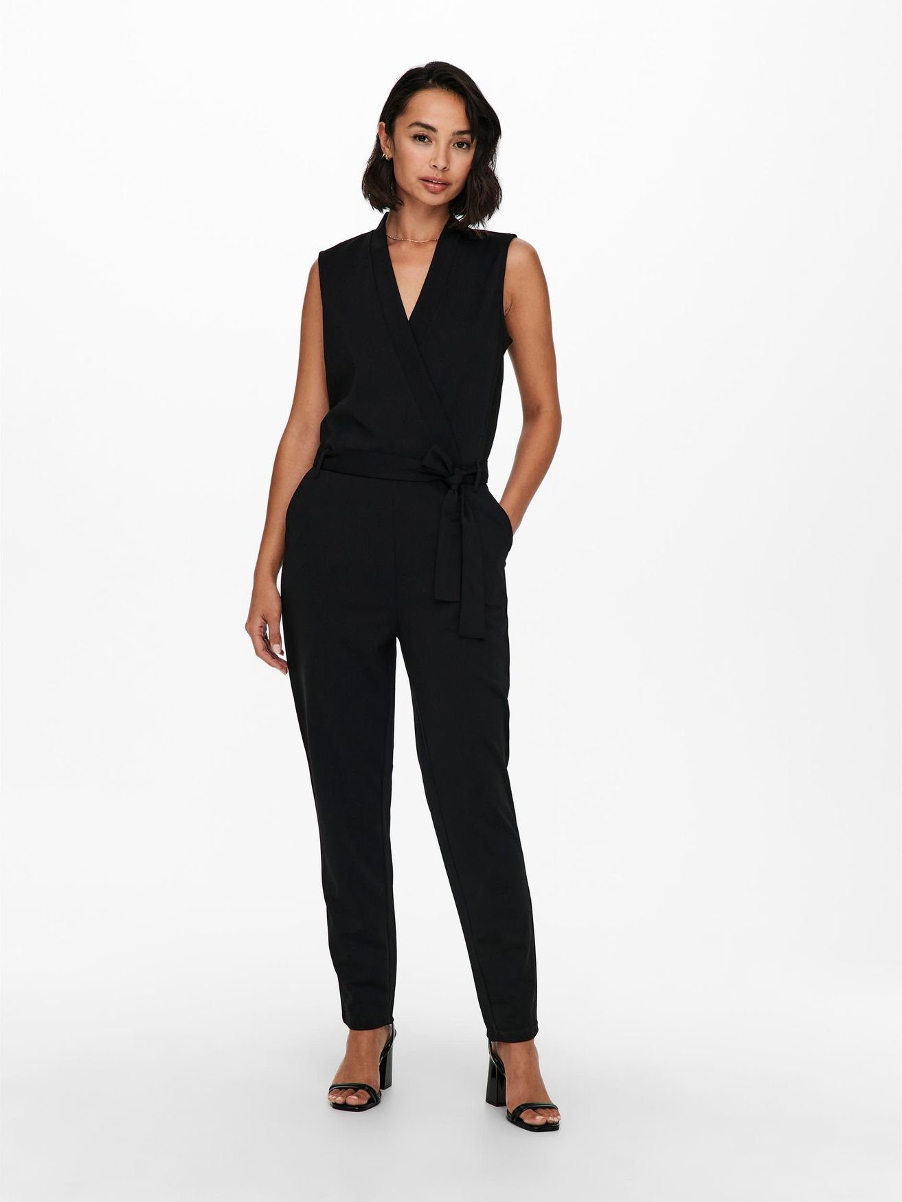 JACQUELINE de YONG Jumpsuit Overall Jumpsuit Einteiler Hosenanzug mit Bindegürtel JDYHONEY 4738 in Schwarz