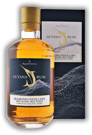 Rum Artesanal Single Cask Guyana Rum Diamond Distillery 20 Jahre 1998/2019 Cask No. 28 Rum Artesanal Single Cask Guyana Rum Diamond Distillery 20 Jahre 1998/2019 Cask No. 28  Jahrgang 89/19 - 0,5	 Liter - Vol 52%