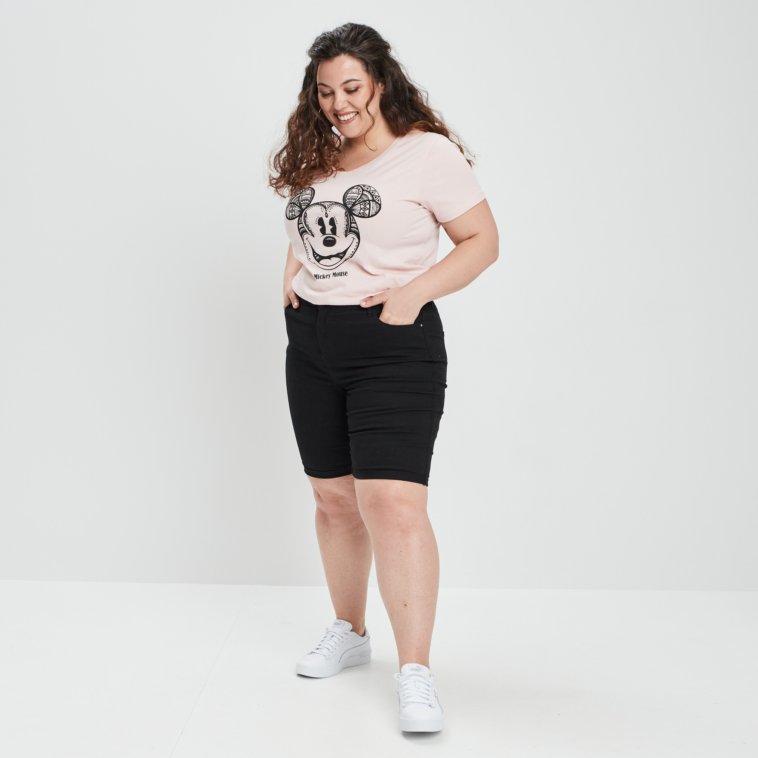 Bermuda ajusté noir femme grande taille | La Halle