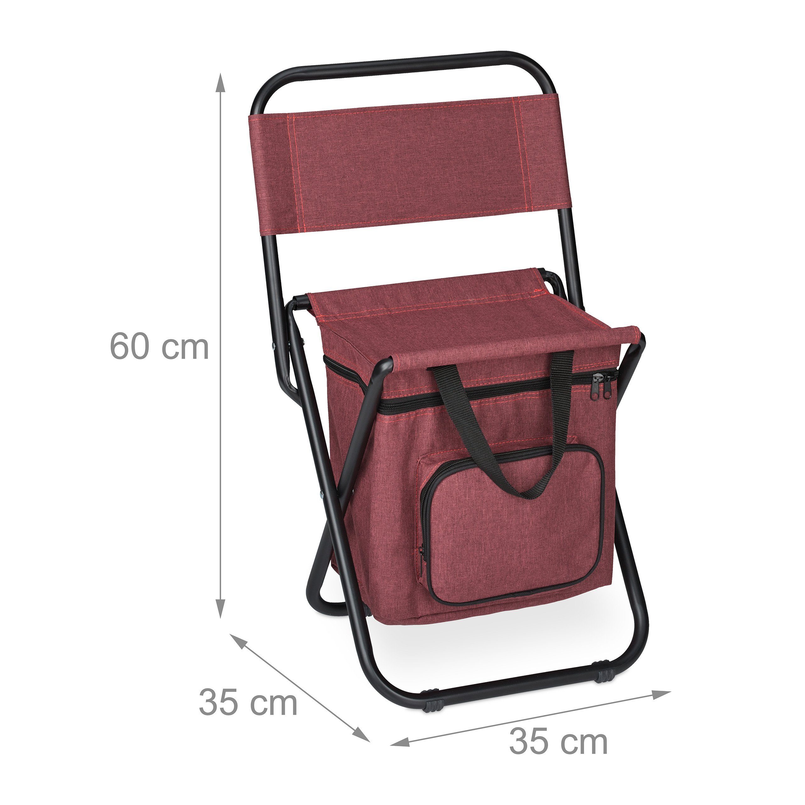 relaxdays Campinghocker Roter Campinghocker mit Lehne