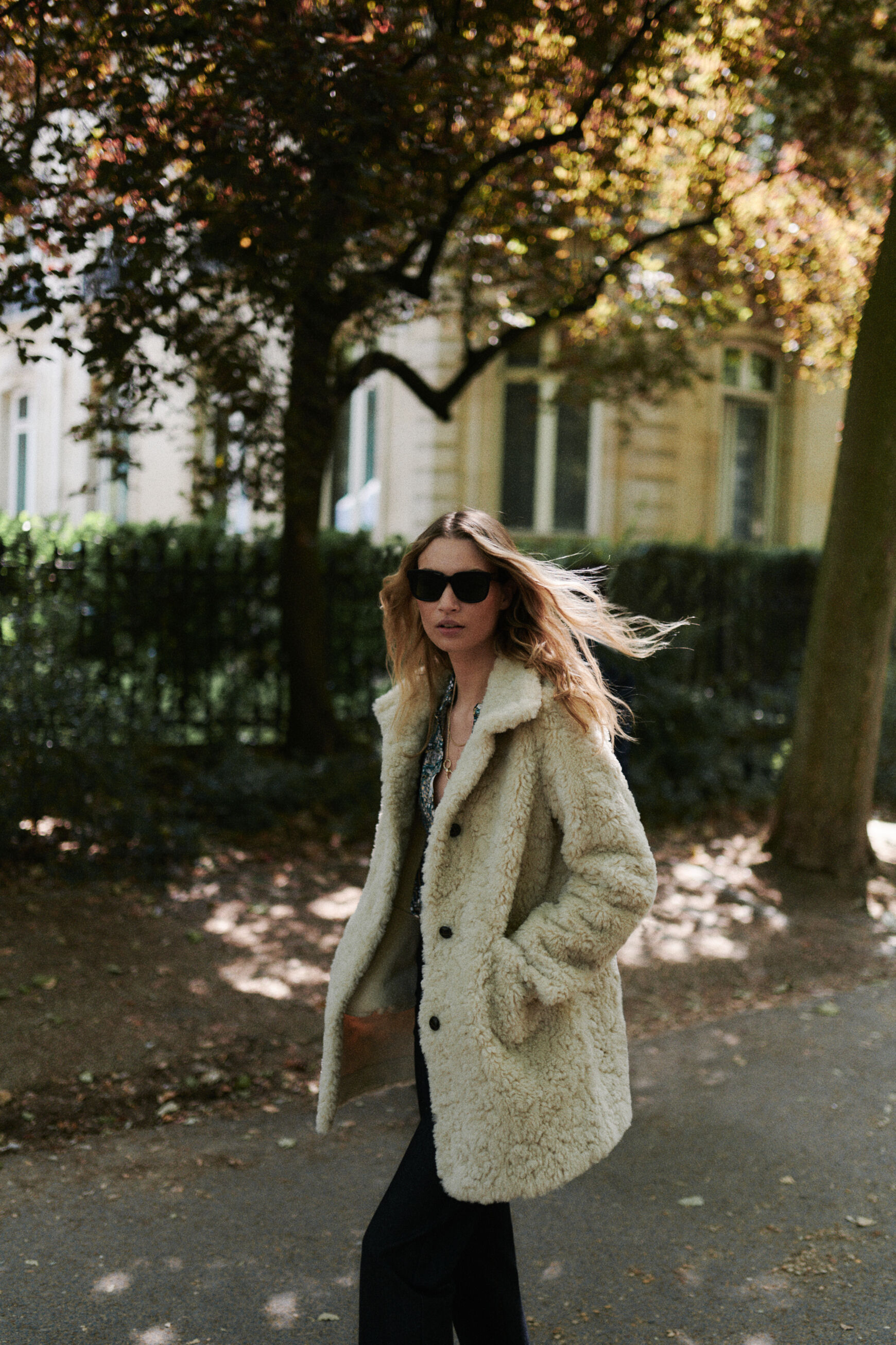 manteau agrid ivoire femme