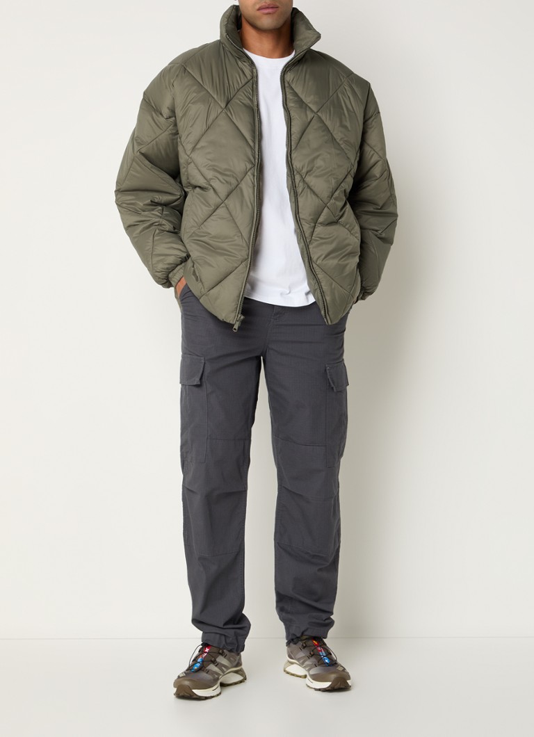 Obey Kumo quilted jacket with quilt pattern and zipper pockets