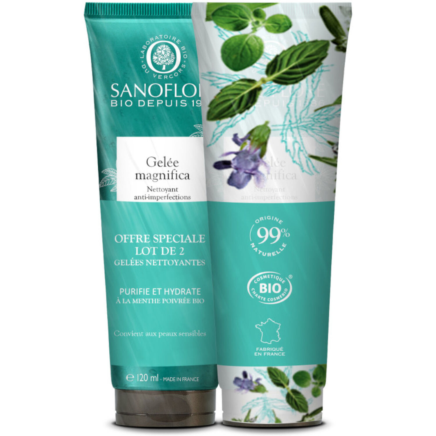 Sanoflore Magnifica Lot de 2 gel nettoyants anti-imperfections certifiées Bio (2x120ml)