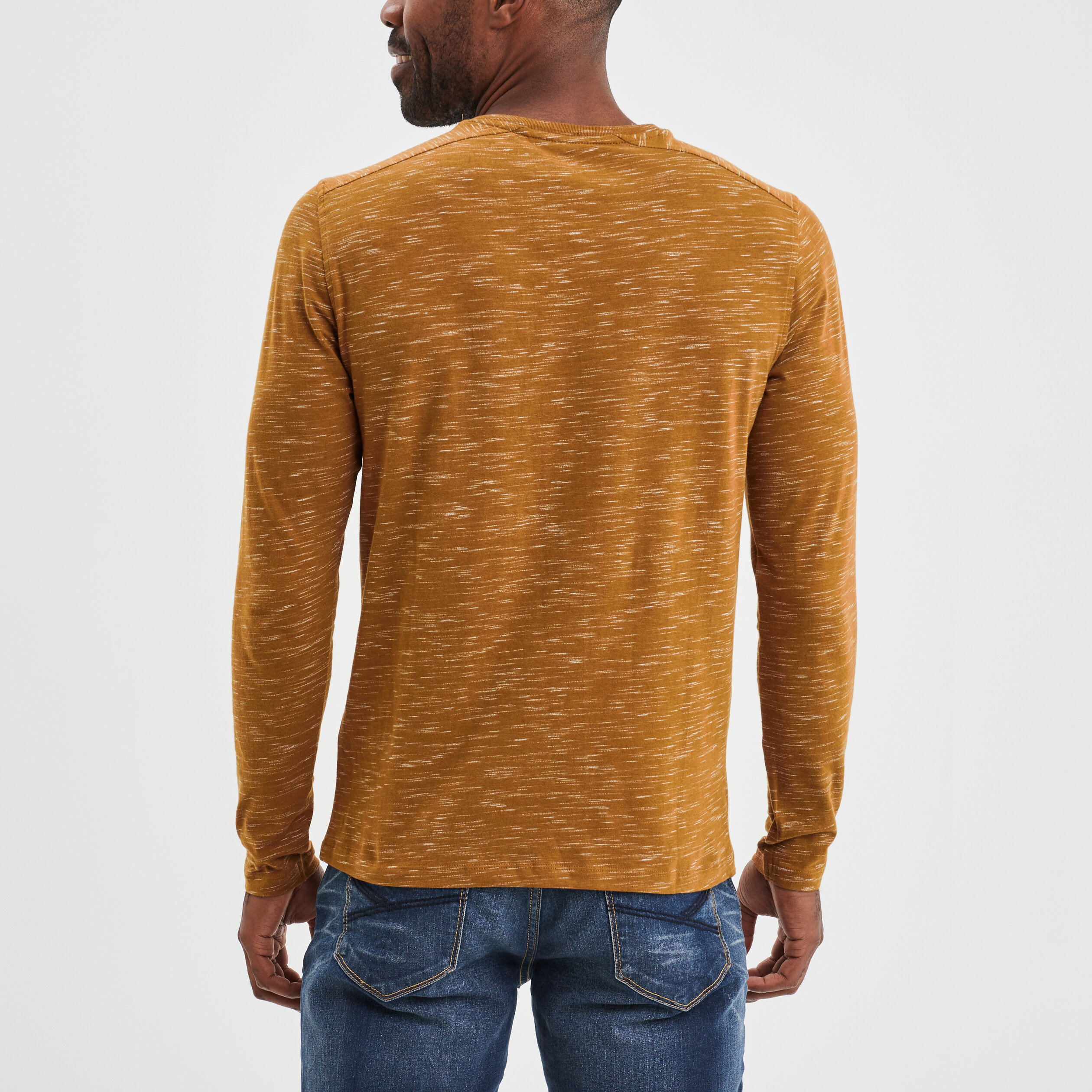 T-shirt manches longues Creeks marron homme | La Halle