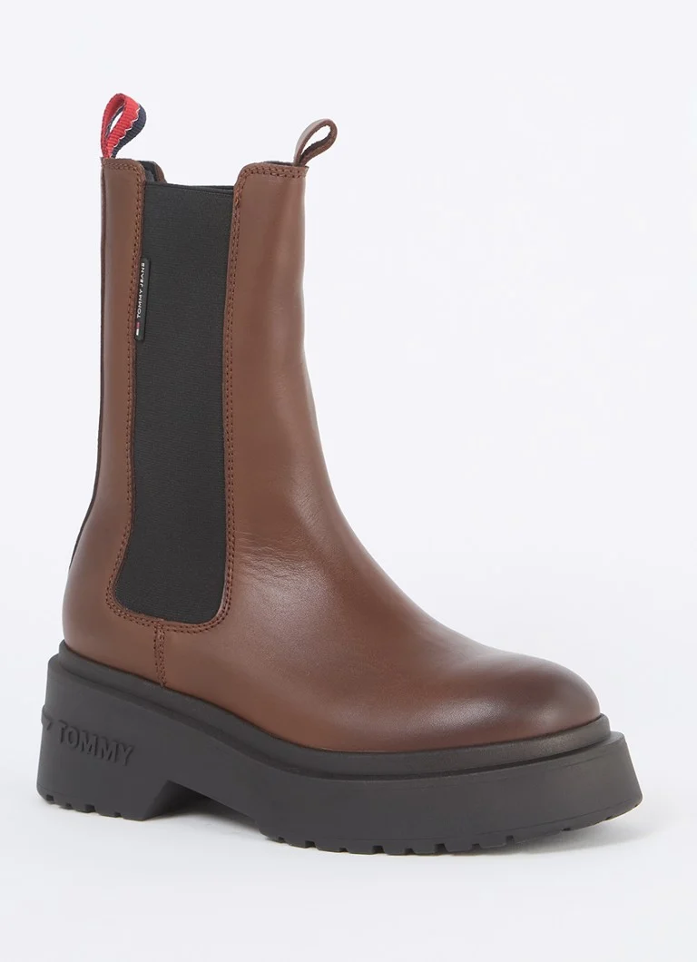 Ghete Chelsea Tommy Hilfiger din piele groasă.