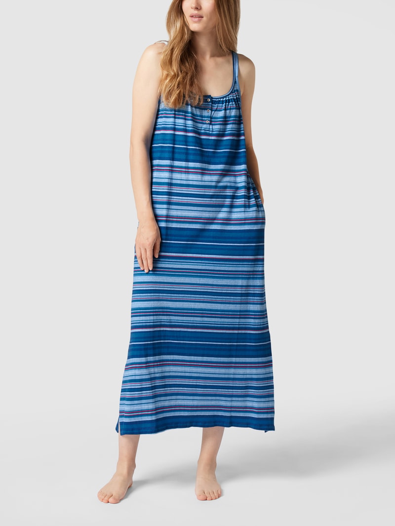 Nachthemd aus Baumwoll-Mix mit Allover-Muster in marineblau