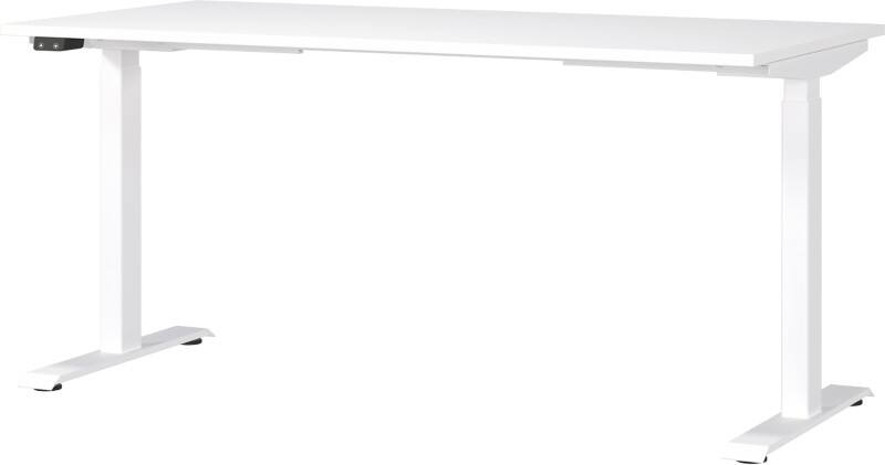 GERMANIA Sitz-Stehschreibtisch Metall, Spanplatte Weiß T-Fuß 1.600 x 800 x 1.200 mm