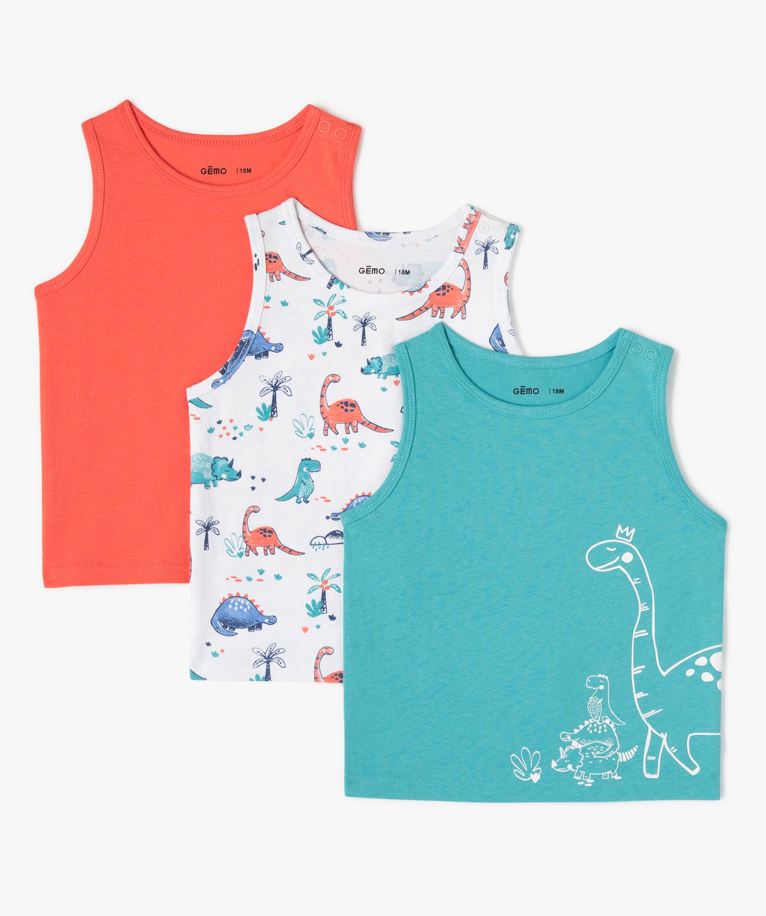 Débardeur bébé Garçon imprimé (lot de 3) blanc | GEMO