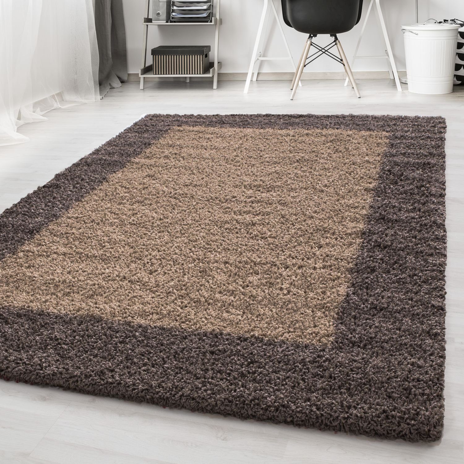 Hochflor-Teppich Shaggy Teppich LIFE TAUPE, SchönesWohnen24