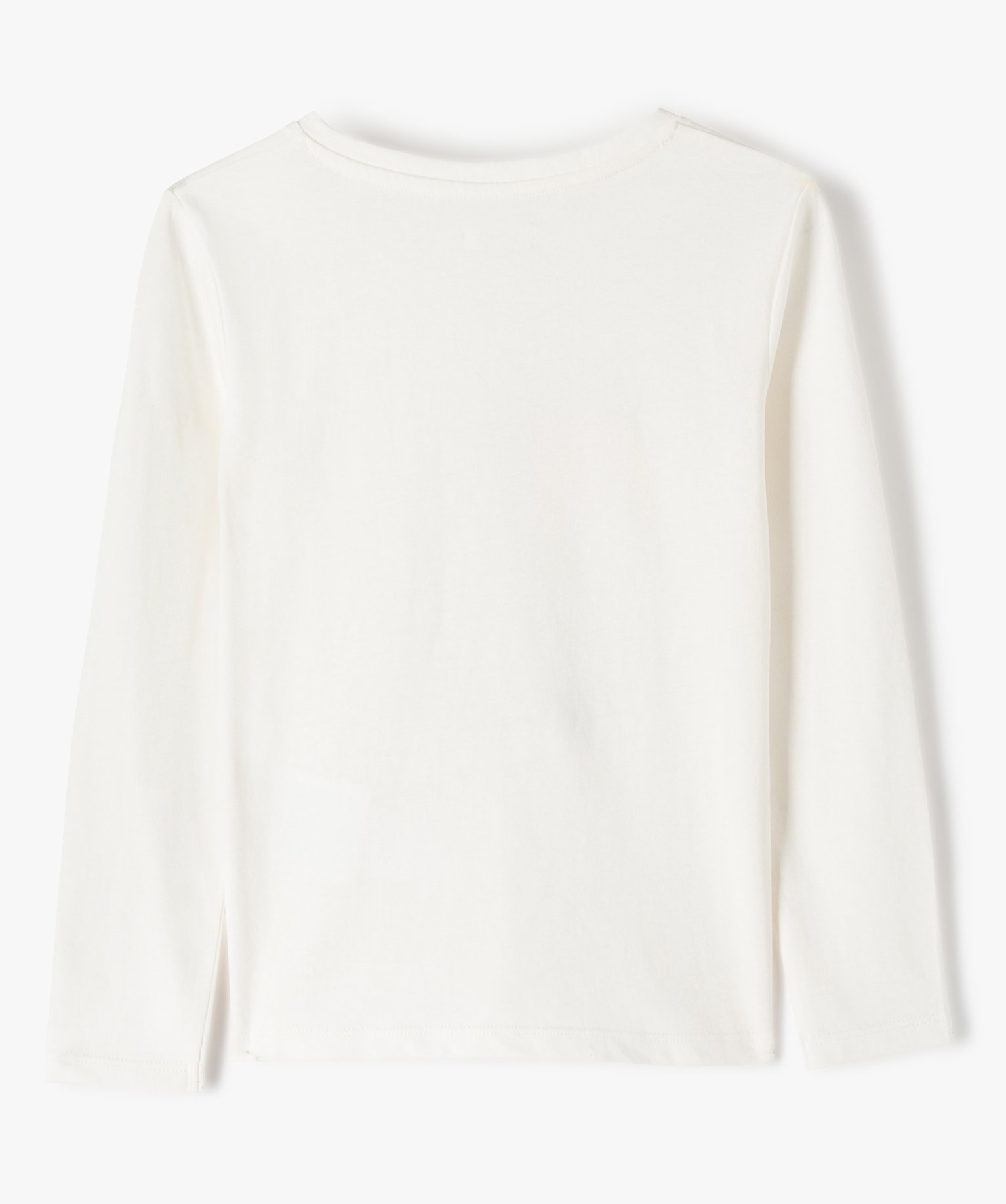 Tee-shirt fille à manches longues avec motif en relief ecru | GEMO