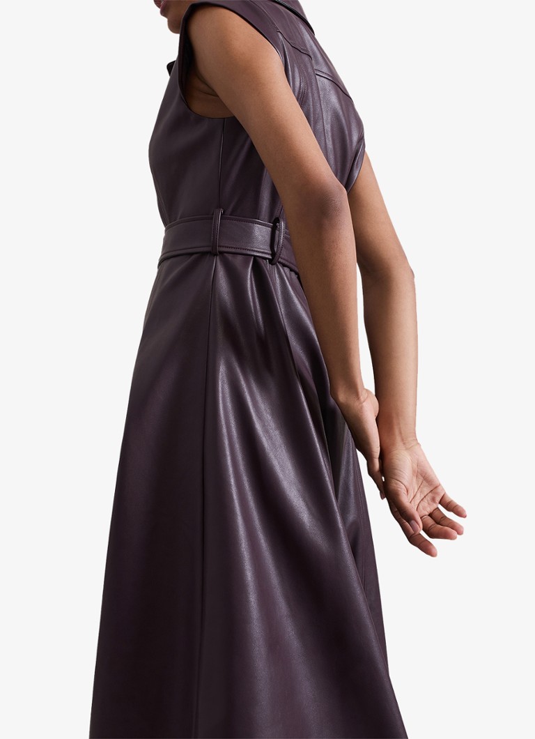 Rochie cămașă midi din piele ecologică Ellie de la Phase Eight, cu curea.