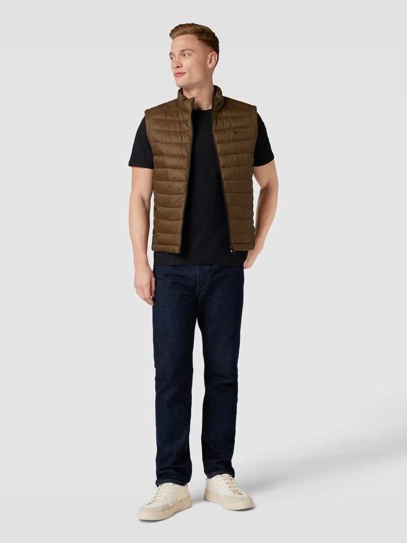 Steppweste mit Label-Detail Modell 'Calano' in mittelbraun