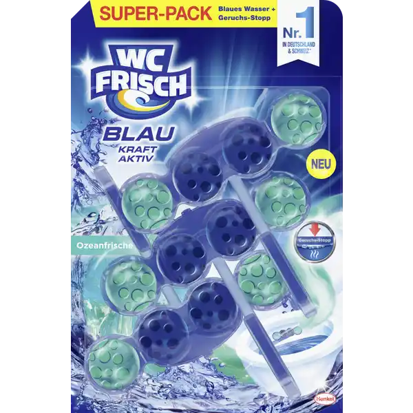 WC Reiniger Blau Kraft-Aktiv Duftspüler Ozeanfrische, Super-Pack