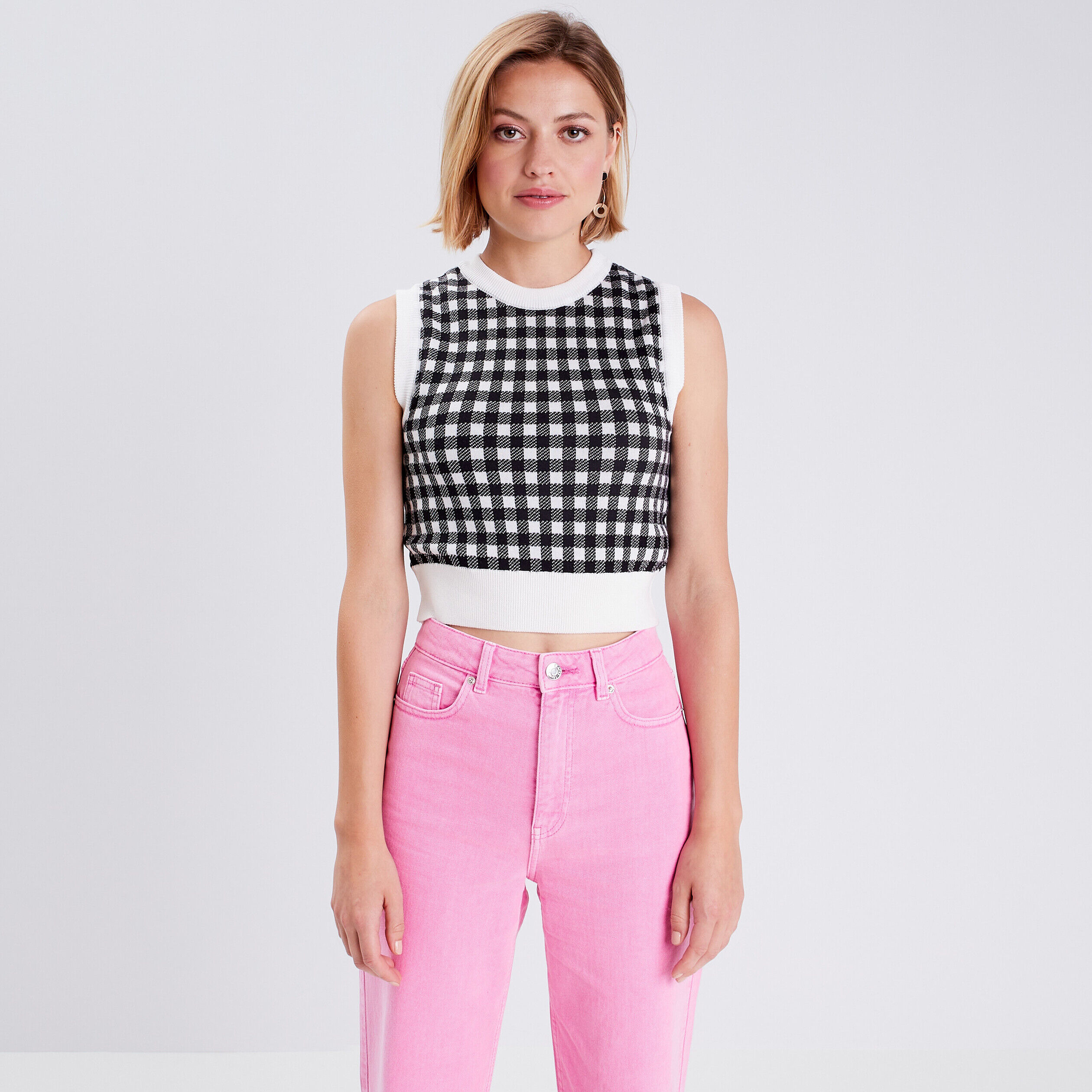 Pull débardeur sans manches noir femme | Cache Cache