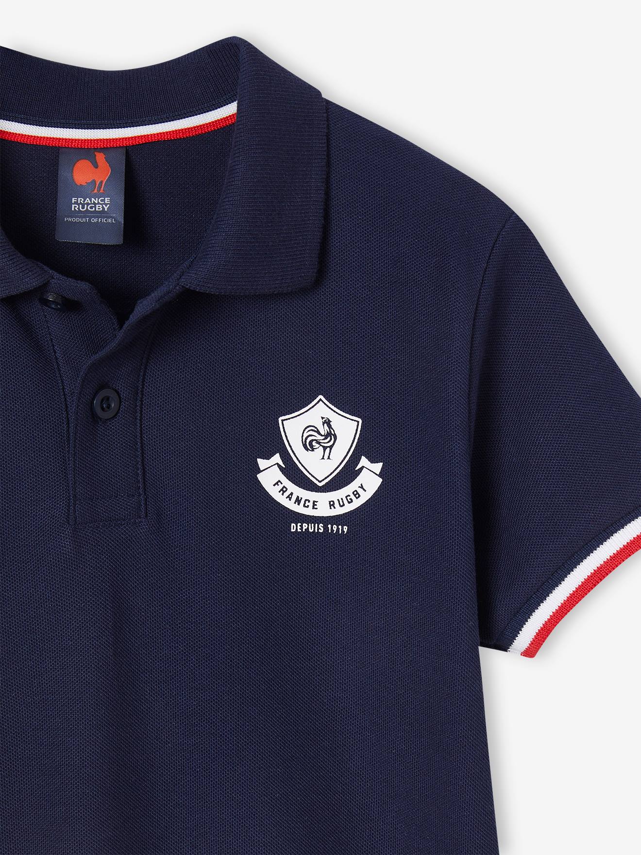 Polo manches courtes France Rugby® enfant marine