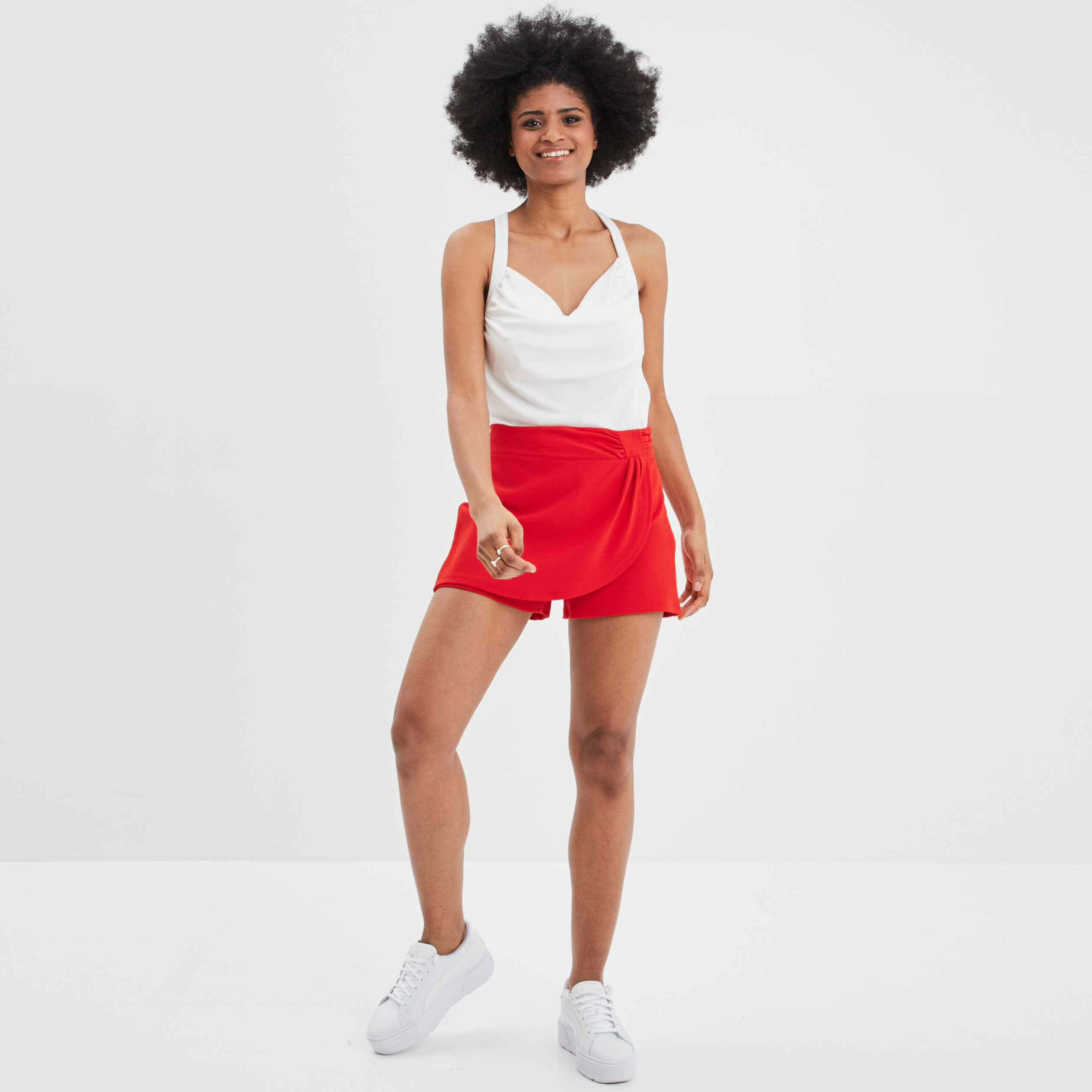 Débardeur col bénitier dos croisé blanc femme | La Halle