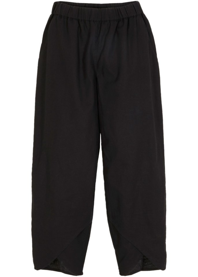 Knöchelfreie Hose mit Leinen und High-Waist-Bequembund, Loose-Fit