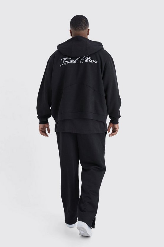 Plus kastiger Oversize Trainingsanzug mit Reißverschluss und Kapuze