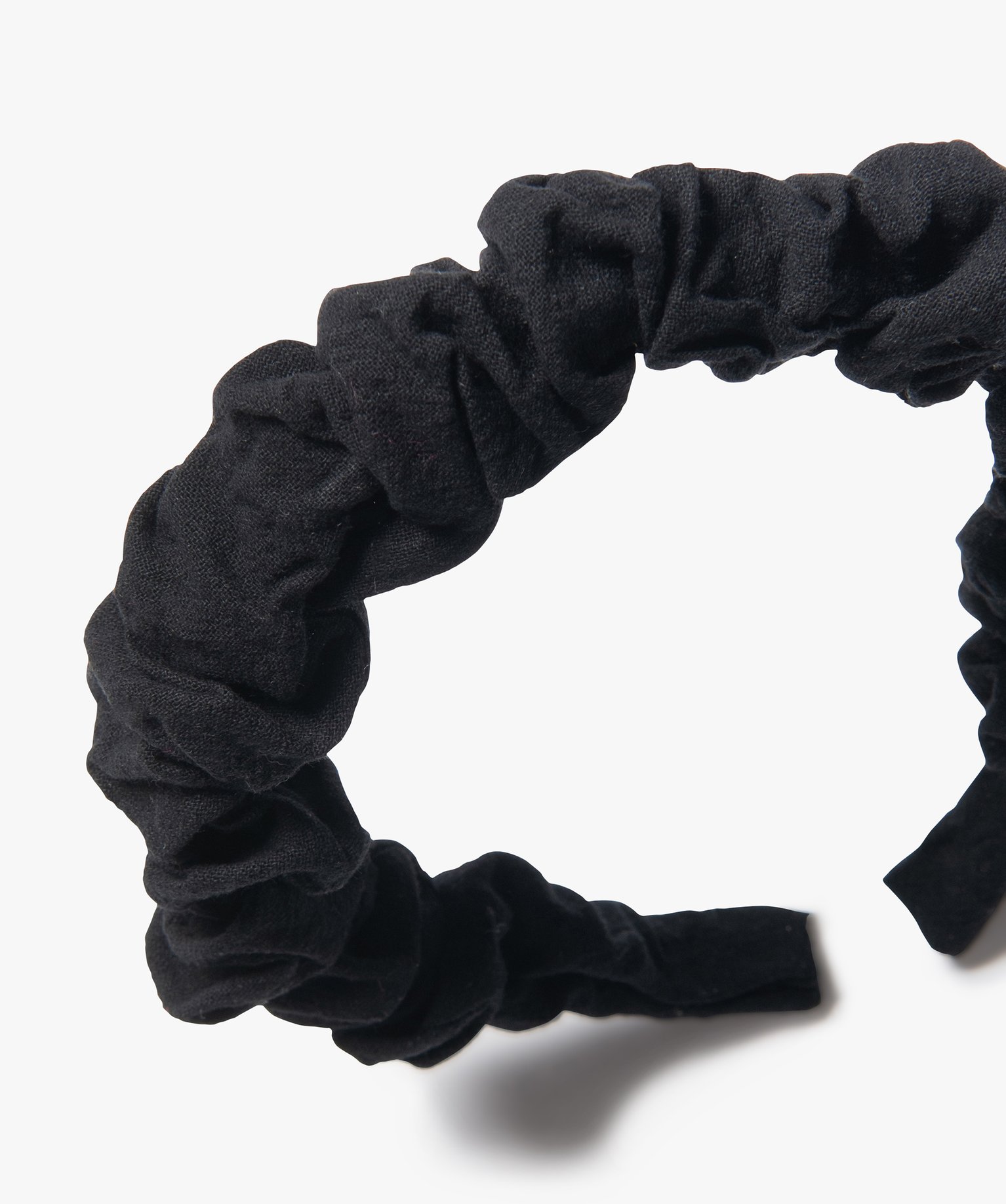 Serre-tête femme en toile froncée noir | GEMO