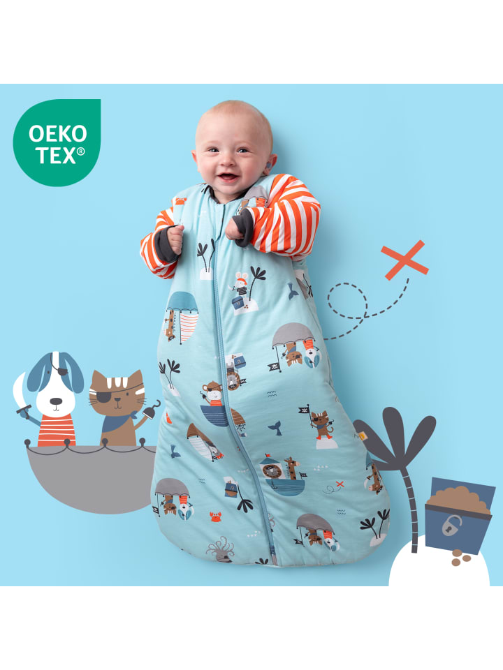 Schlummersack Babyschlafsack, 3.5 TOG in Hellblau-Rot günstig kaufen