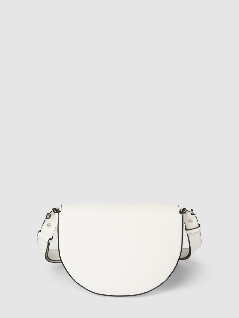 Saddle Bag mit Label-Applikation Modell 'MINIMAL MONOGRAM' in weiss