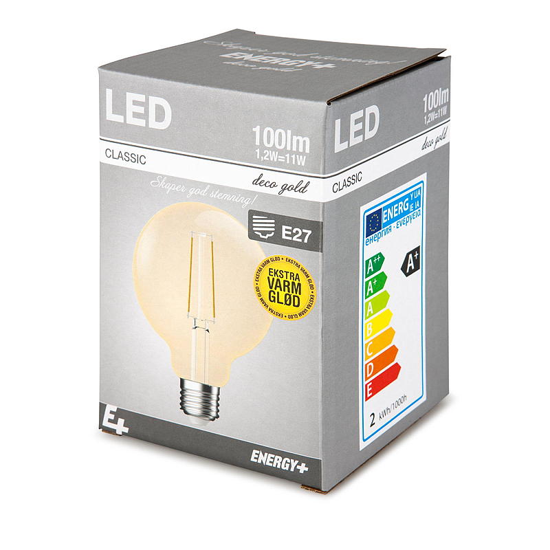 Energy Lyspære LED 100 lm Deko gold klar E27 G95 E