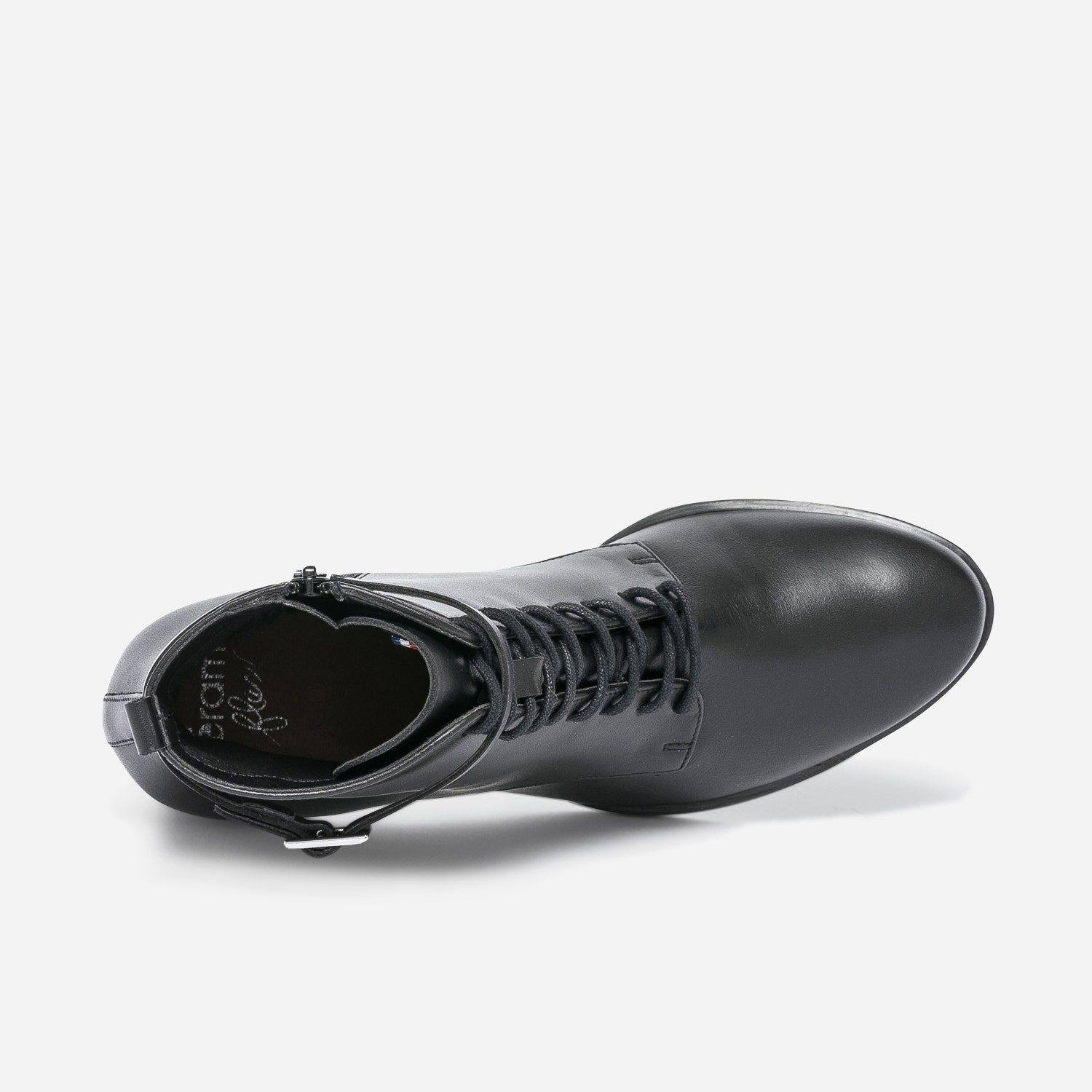 Bottine à talon ERAM FLEX noire en cuir