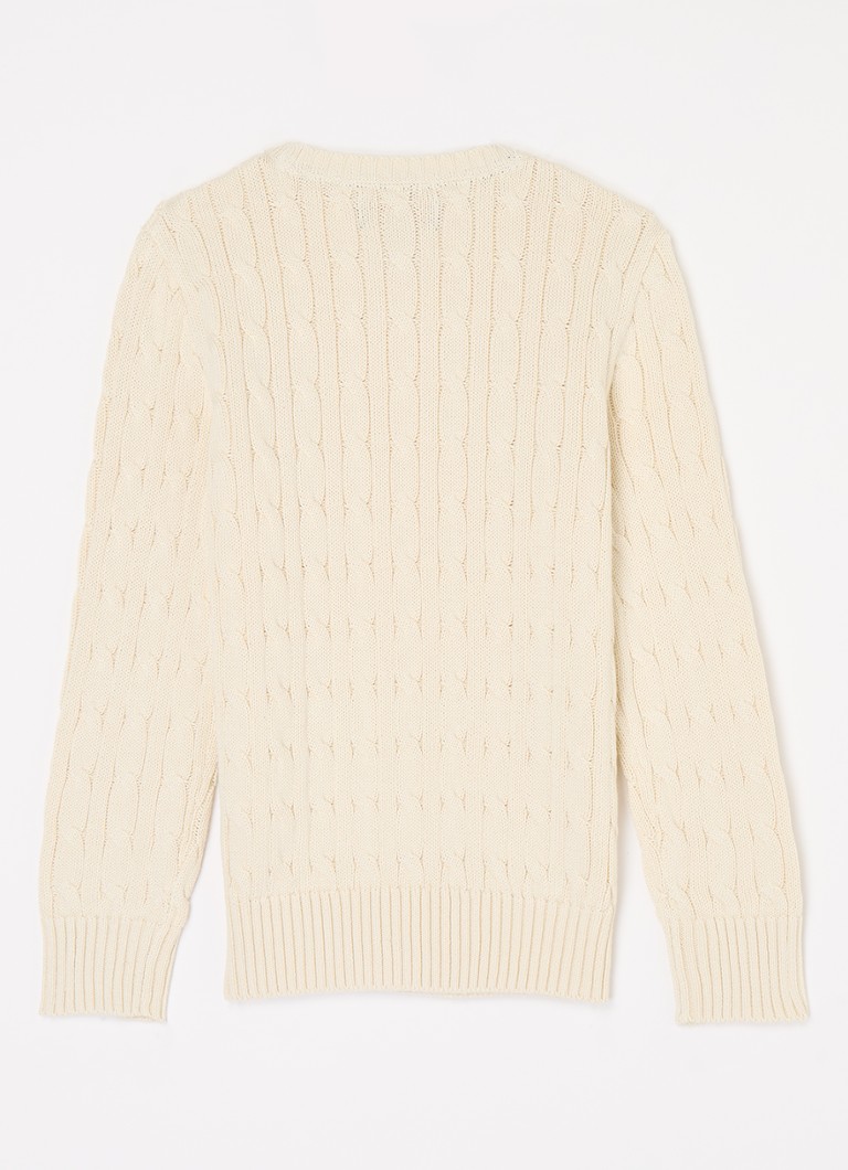 Sweter Ralph Lauren o splocie warkoczowym z haftowanym logo