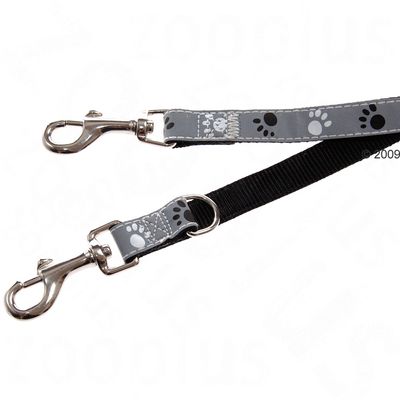Trixie Set: Halsband Pfoten Silver Reflect + Hundeleine