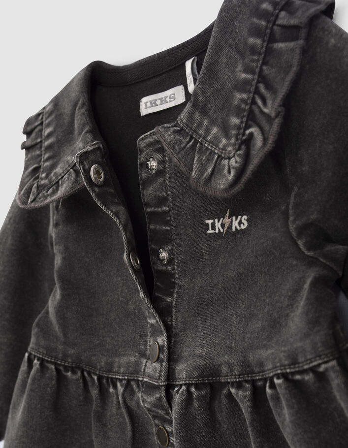 Robe en jean grise avec maxi col bébé fille