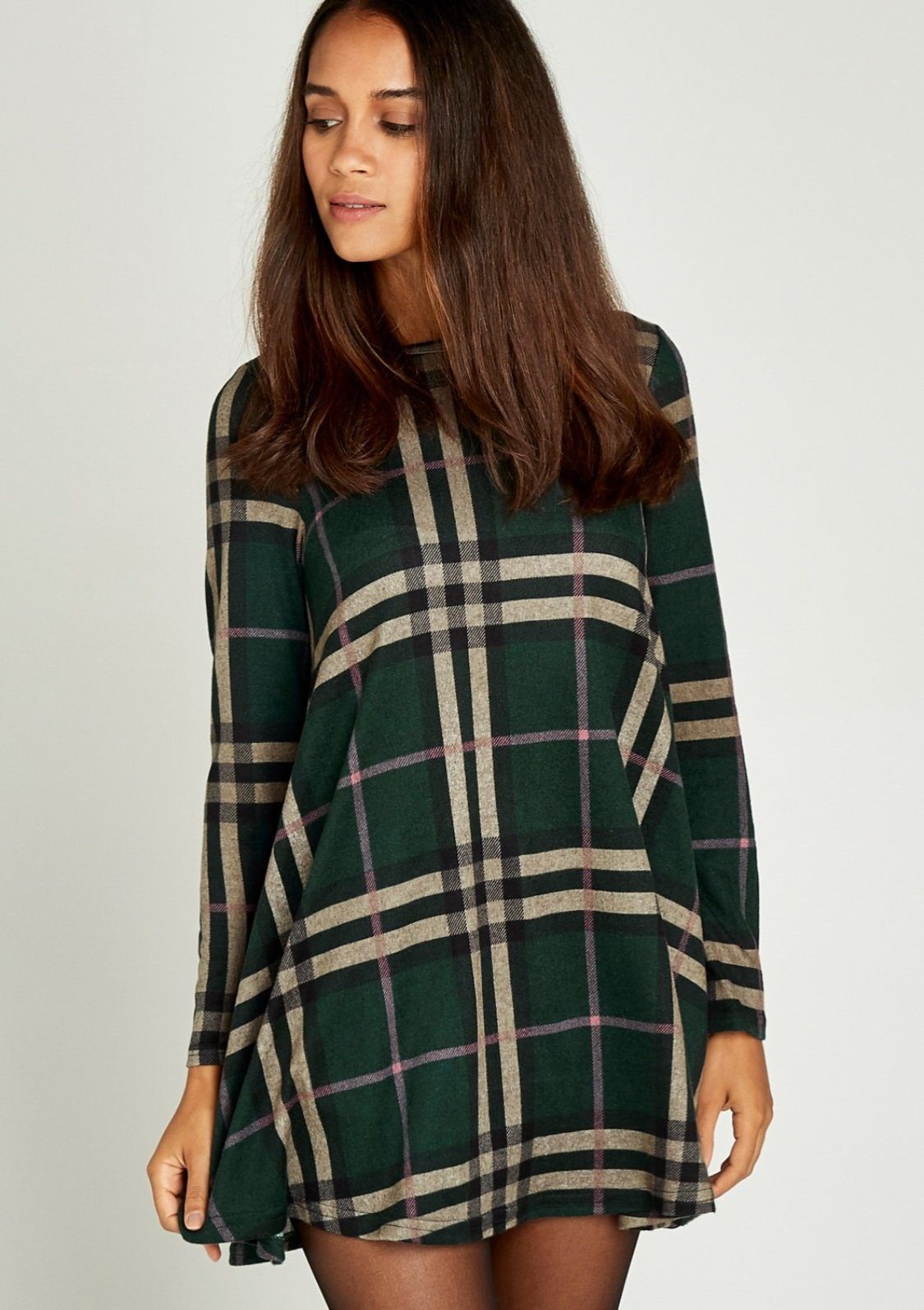 Apricot Strickkleid Blanket Check Swing Dress (1-tlg) mit Karomuster